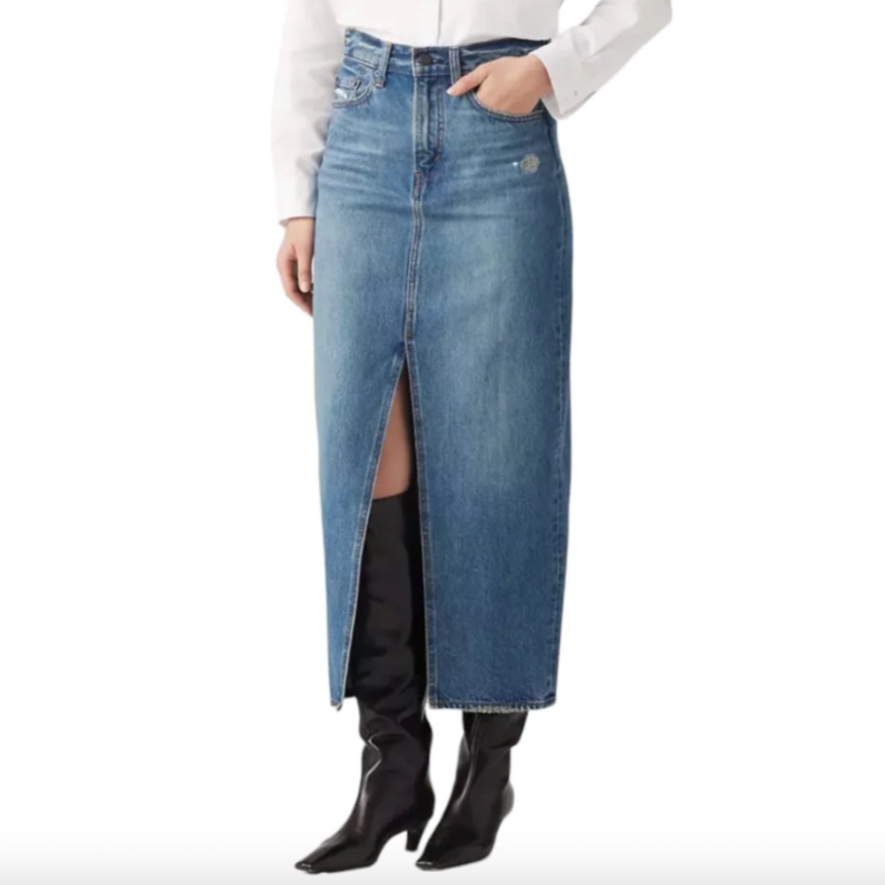 Levi's Ankle Column Skirt Low Fi Prep Medium Wash Denim